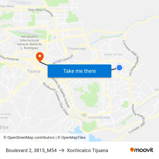 Boulevard 2, 3815_M54 to Xochicalco Tijuana map
