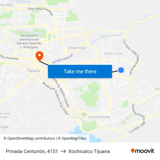 Privada Centurión, 4151 to Xochicalco Tijuana map