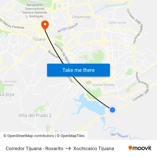Corredor Tijuana - Rosarito to Xochicalco Tijuana map