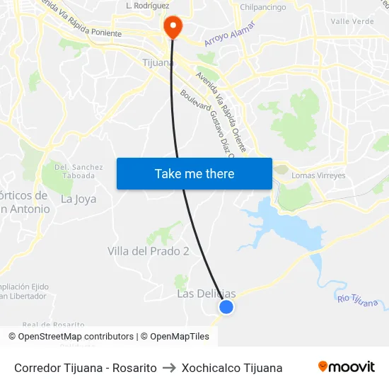 Corredor Tijuana - Rosarito to Xochicalco Tijuana map