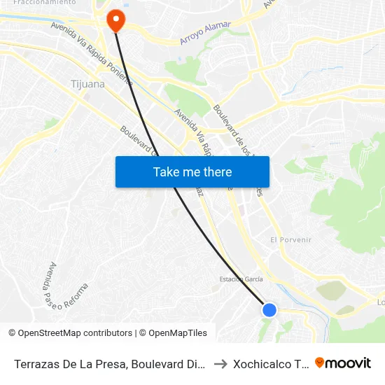 Terrazas De La Presa, Boulevard Diaz Ordaz, 123 to Xochicalco Tijuana map