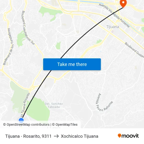 Tijuana - Rosarito, 9311 to Xochicalco Tijuana map