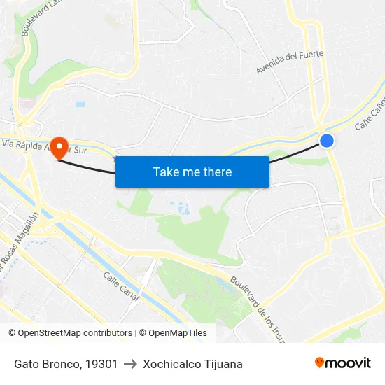 Gato Bronco, 19301 to Xochicalco Tijuana map