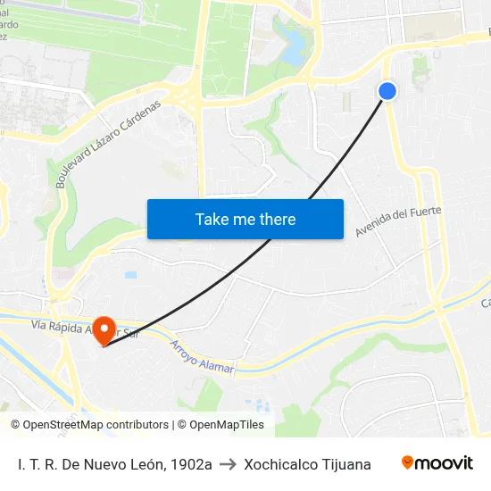 I. T. R. De Nuevo León, 1902a to Xochicalco Tijuana map