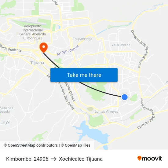 Kimbombo, 24906 to Xochicalco Tijuana map