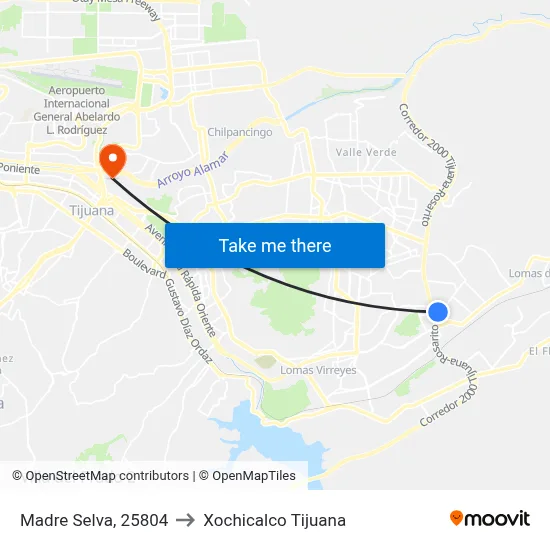 Madre Selva, 25804 to Xochicalco Tijuana map
