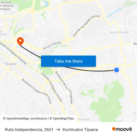 Ruta Independencia, 2601 to Xochicalco Tijuana map