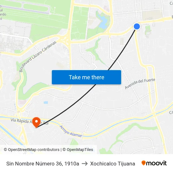 Sin Nombre Número 36, 1910a to Xochicalco Tijuana map