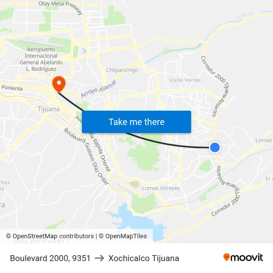 Boulevard 2000, 9351 to Xochicalco Tijuana map