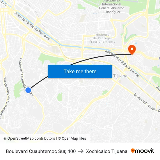 Boulevard Cuauhtemoc Sur, 400 to Xochicalco Tijuana map