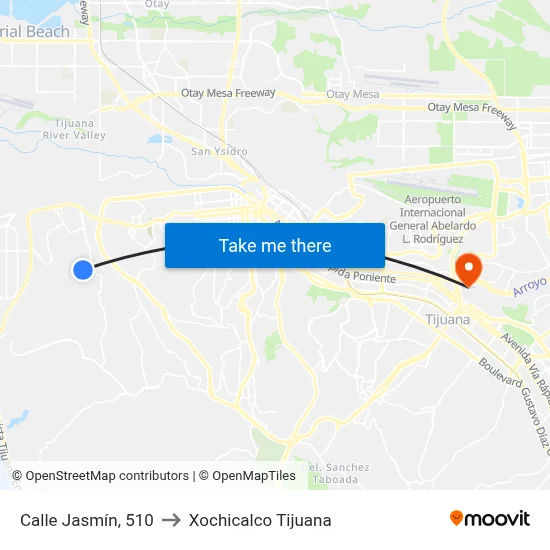 Calle Jasmín, 510 to Xochicalco Tijuana map