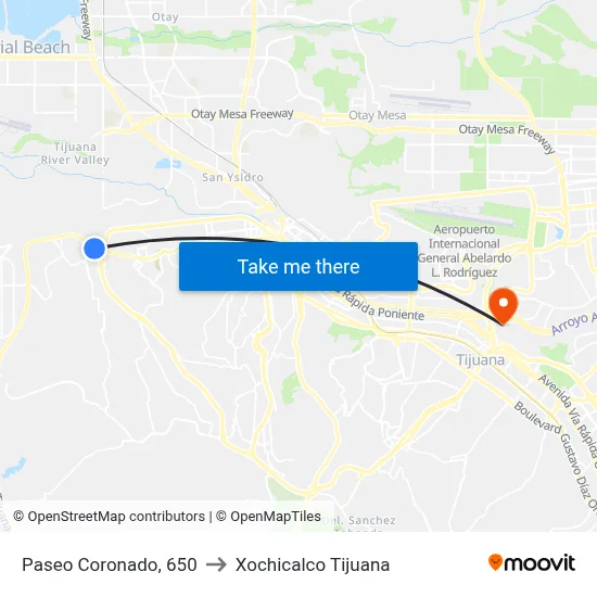 Paseo Coronado, 650 to Xochicalco Tijuana map