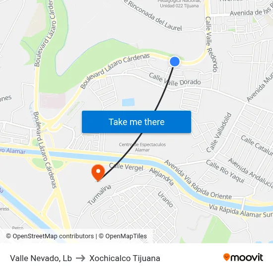Valle Nevado, Lb to Xochicalco Tijuana map