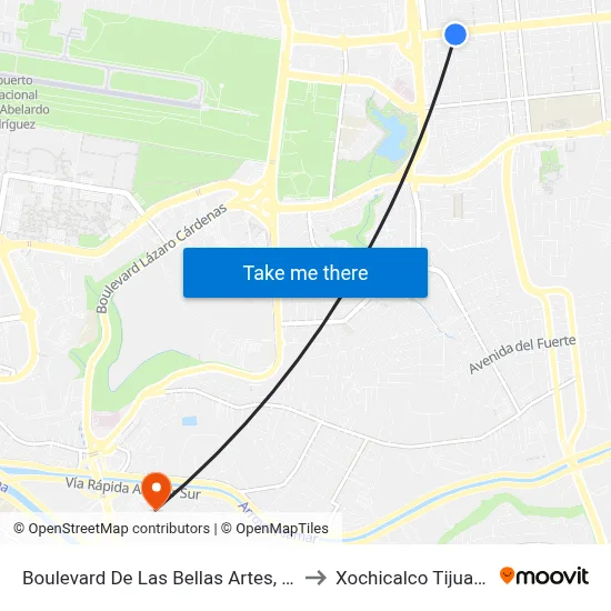 Boulevard De Las Bellas Artes, Lb to Xochicalco Tijuana map