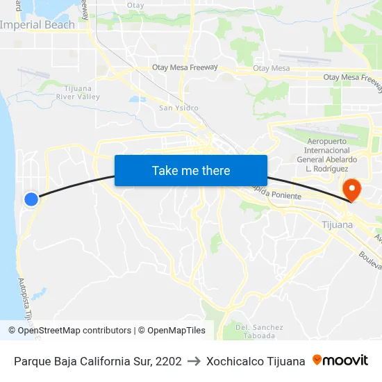 Parque Baja California Sur, 2202 to Xochicalco Tijuana map