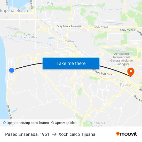 Paseo Ensenada, 1951 to Xochicalco Tijuana map