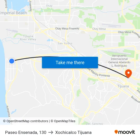 Paseo Ensenada, 130 to Xochicalco Tijuana map