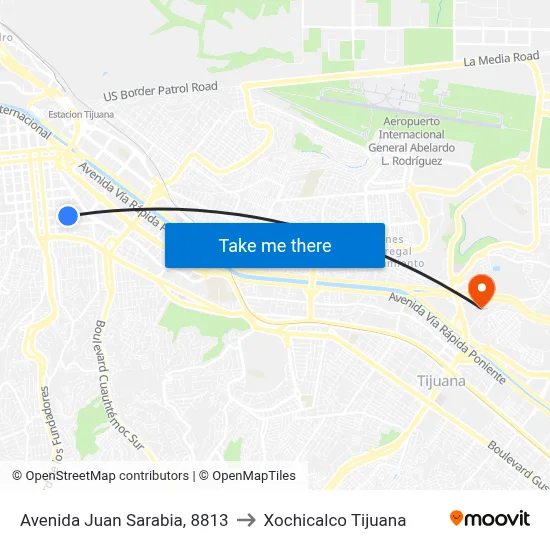 Avenida Juan Sarabia, 8813 to Xochicalco Tijuana map