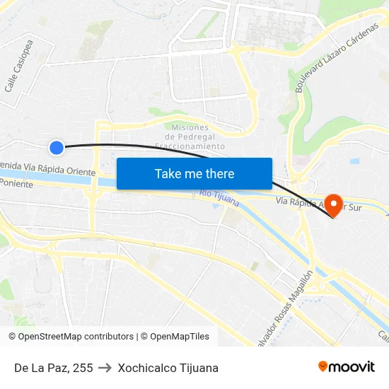 De La Paz, 255 to Xochicalco Tijuana map