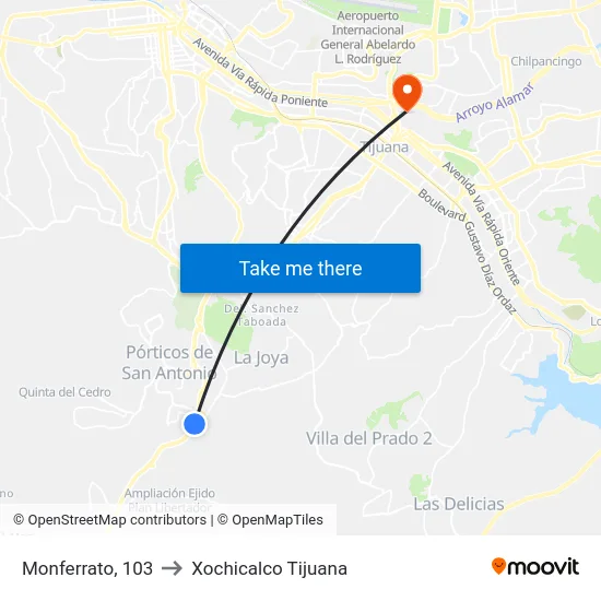 Monferrato, 103 to Xochicalco Tijuana map