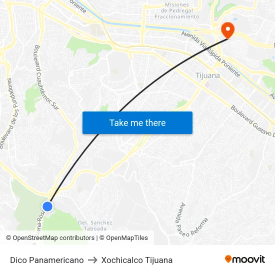 Dico Panamericano to Xochicalco Tijuana map