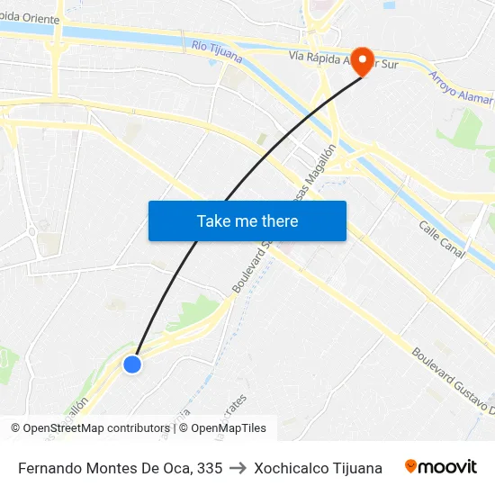 Fernando Montes De Oca, 335 to Xochicalco Tijuana map