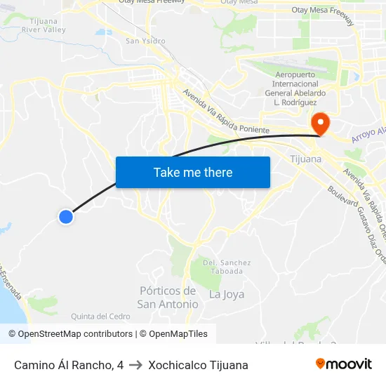 Camino Ál Rancho, 4 to Xochicalco Tijuana map