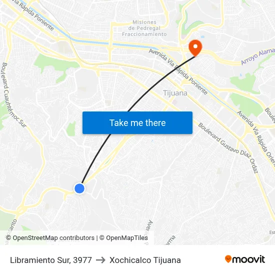 Libramiento Sur, 3977 to Xochicalco Tijuana map