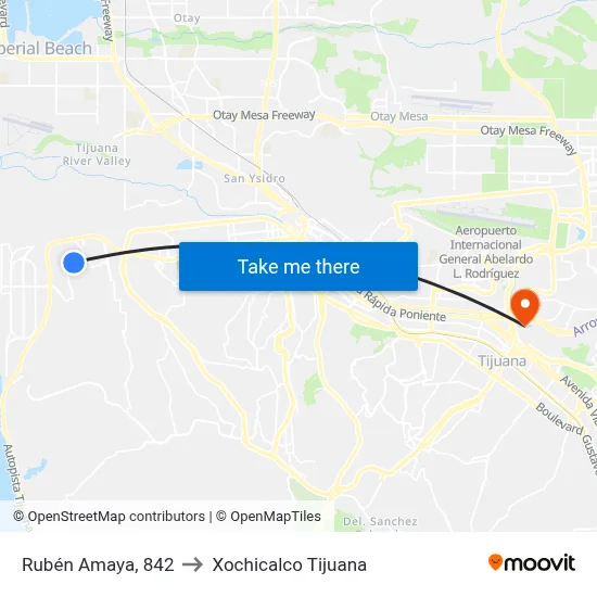 Rubén Amaya, 842 to Xochicalco Tijuana map