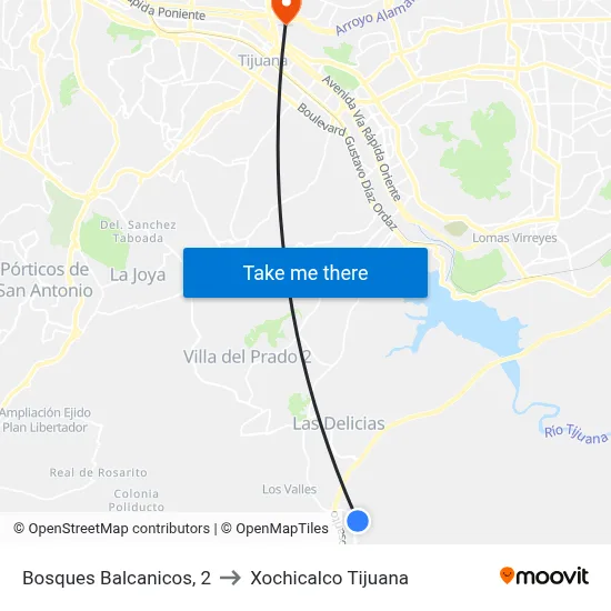 Bosques Balcanicos, 2 to Xochicalco Tijuana map
