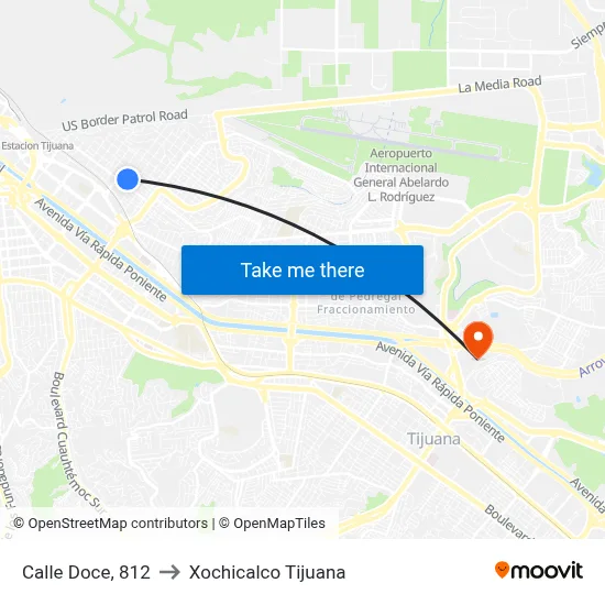 Calle Doce, 812 to Xochicalco Tijuana map