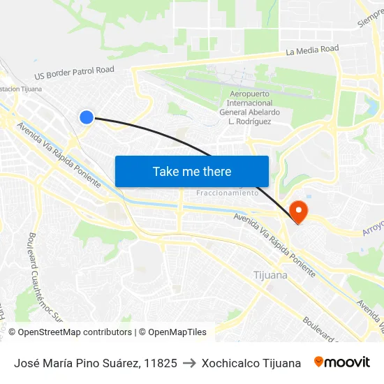 José María Pino Suárez, 11825 to Xochicalco Tijuana map