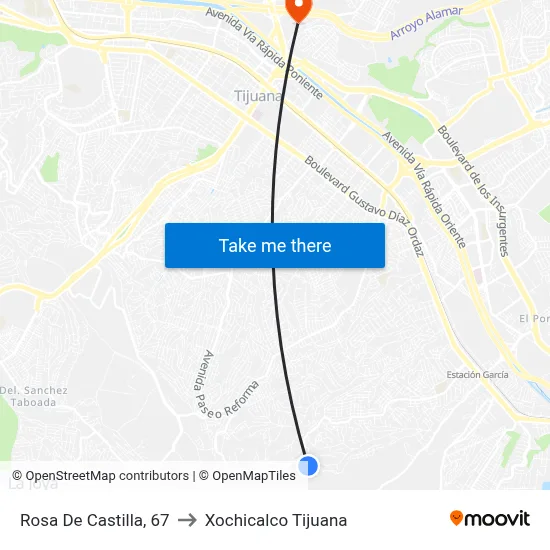 Rosa De Castilla, 67 to Xochicalco Tijuana map