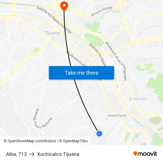 Alba, 713 to Xochicalco Tijuana map