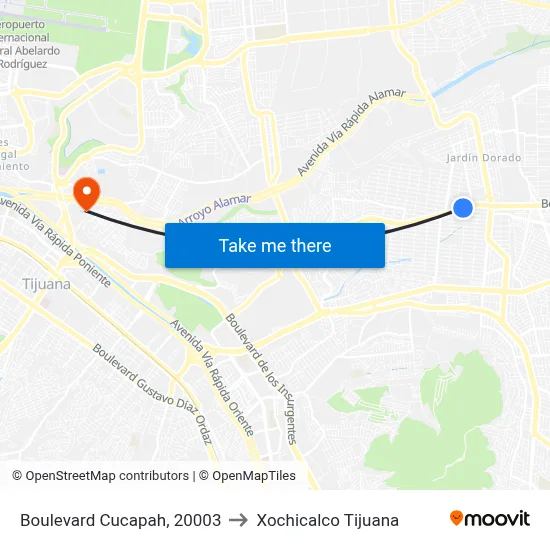 Boulevard Cucapah, 20003 to Xochicalco Tijuana map
