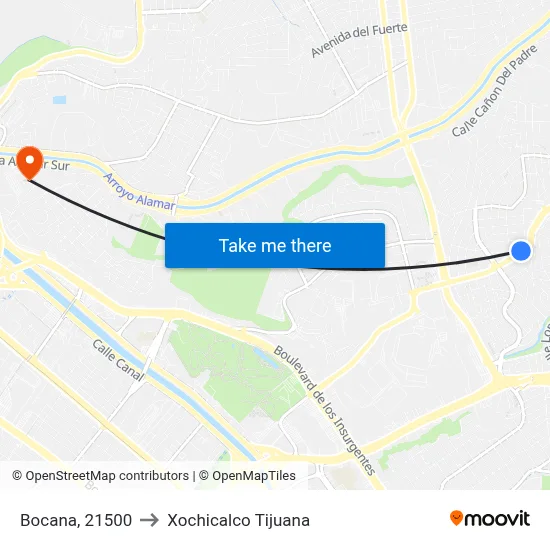 Bocana, 21500 to Xochicalco Tijuana map