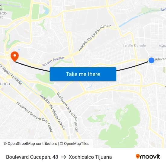 Boulevard Cucapah, 48 to Xochicalco Tijuana map