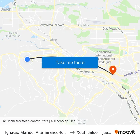 Ignacio Manuel Altamirano, 4614 to Xochicalco Tijuana map