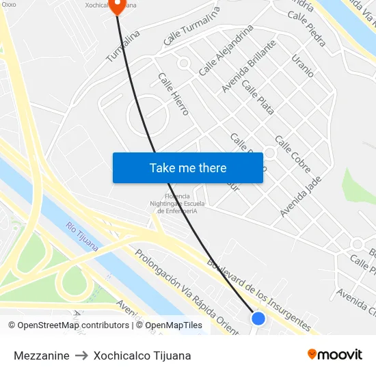Mezzanine to Xochicalco Tijuana map