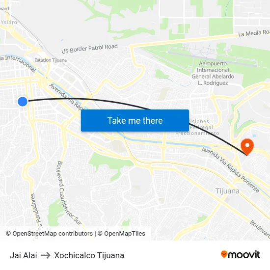 Jai Alai to Xochicalco Tijuana map