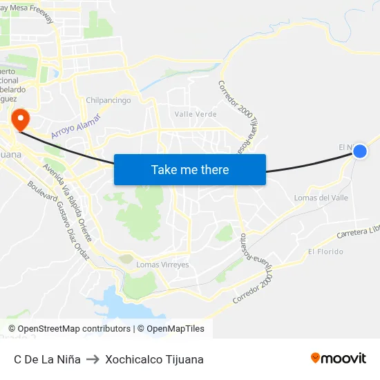C De La Niña to Xochicalco Tijuana map