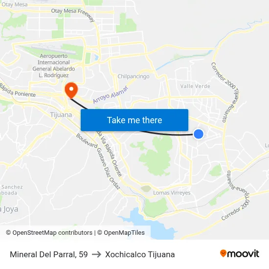 Mineral Del Parral, 59 to Xochicalco Tijuana map