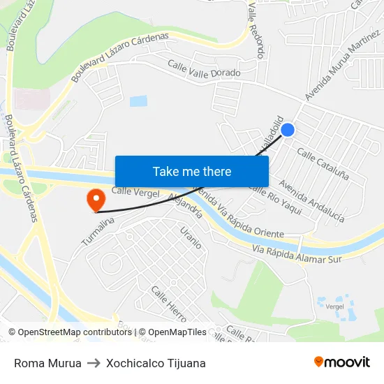 Roma Murua to Xochicalco Tijuana map