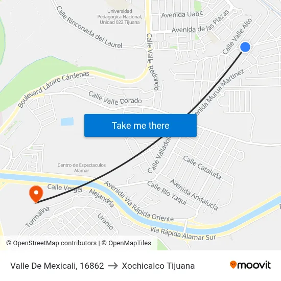 Valle De Mexicali, 16862 to Xochicalco Tijuana map
