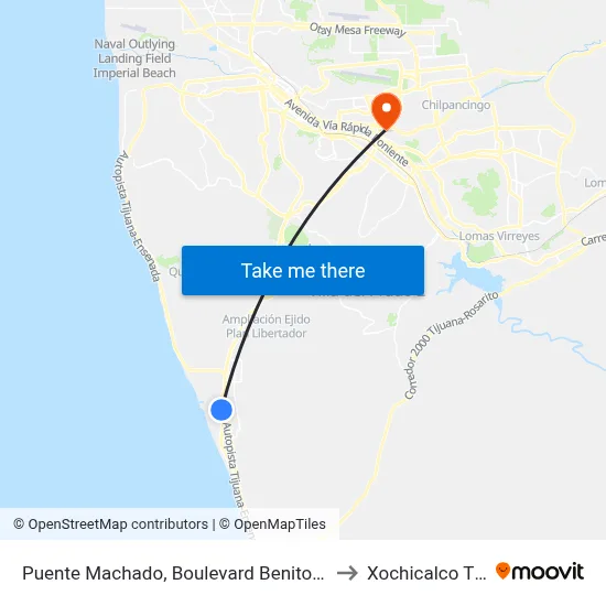 Puente Machado, Boulevard Benito Juárez, 1023 to Xochicalco Tijuana map