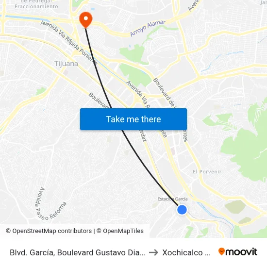 Blvd. García, Boulevard Gustavo Diaz Ordaz, 1131 to Xochicalco Tijuana map