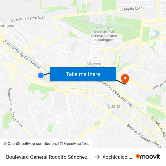 Boulevard General Rodolfo Sánchez Taboada, 10737 to Xochicalco Tijuana map