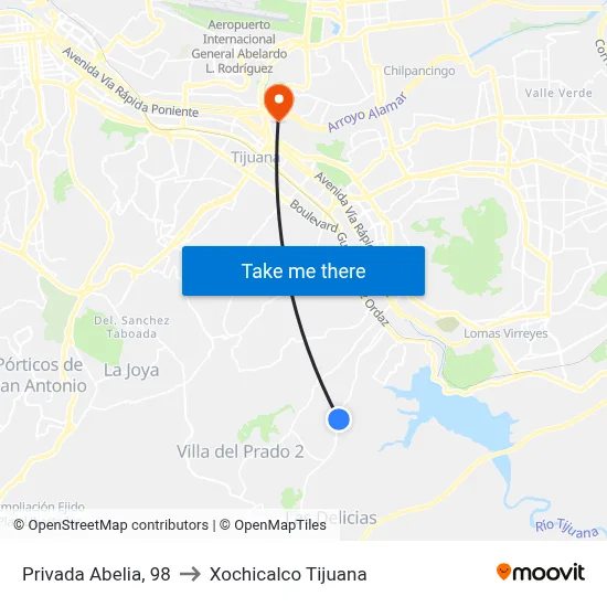 Privada Abelia, 98 to Xochicalco Tijuana map