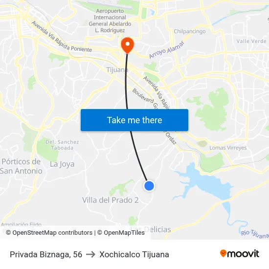 Privada Biznaga, 56 to Xochicalco Tijuana map