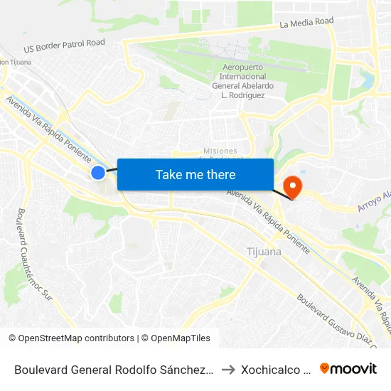 Boulevard General Rodolfo Sánchez Taboada, 1160a to Xochicalco Tijuana map